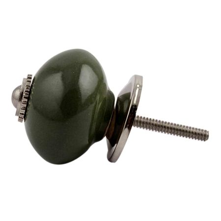 Olive Round Silver Fitting Ceramic Drawer Knob